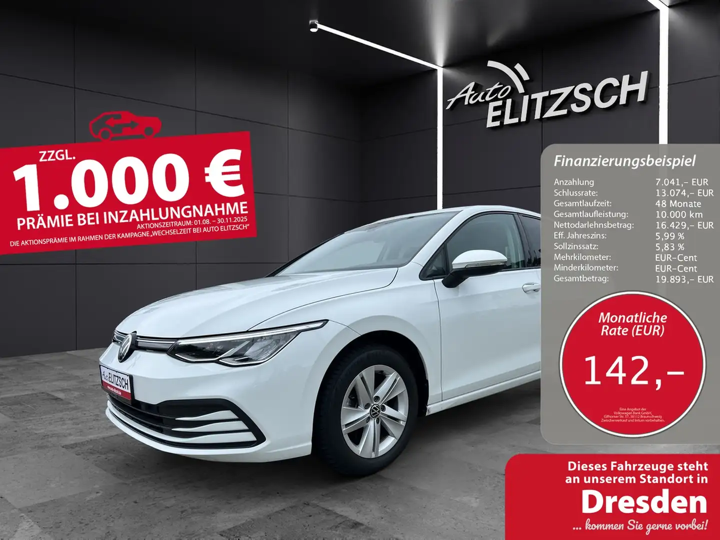 Volkswagen Golf VIII Business TDI DSG LED ACC SHZ PDC Navi Klima Weiß - 1
