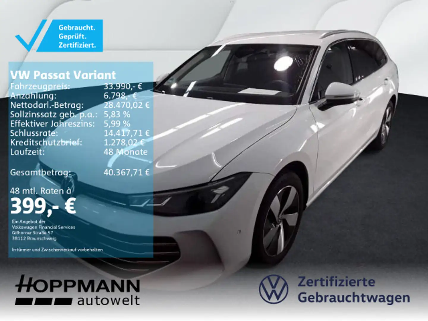 Volkswagen Passat Variant nza 1.5 eTSI Business AHK ACC NAV Weiß - 1