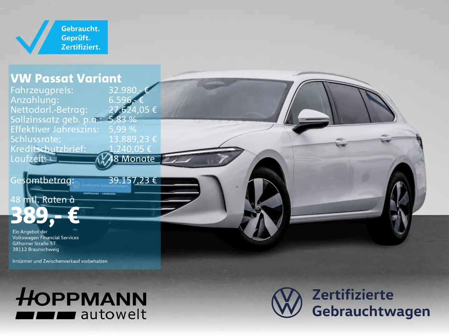 Volkswagen Passat Variant 1.5 eTSI Business AHK ACC NAVI Ap Weiß - 1