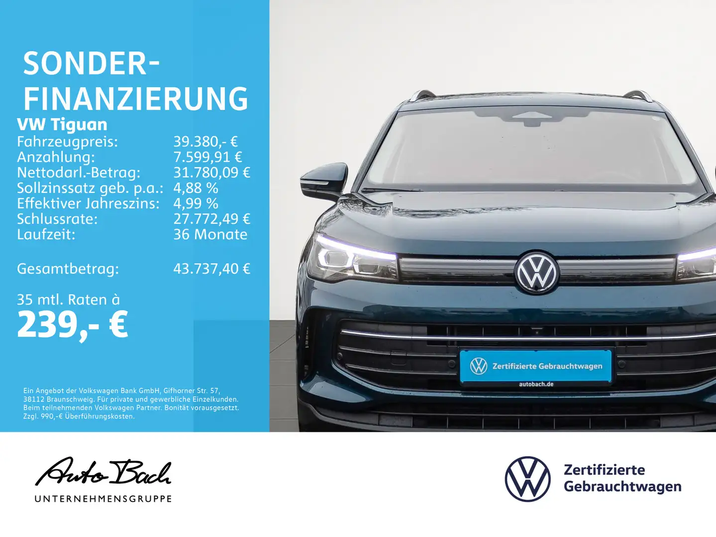 Volkswagen Tiguan 1.5 TSI Life DSG Navi LED Standhzg ACC EP Blau - 2