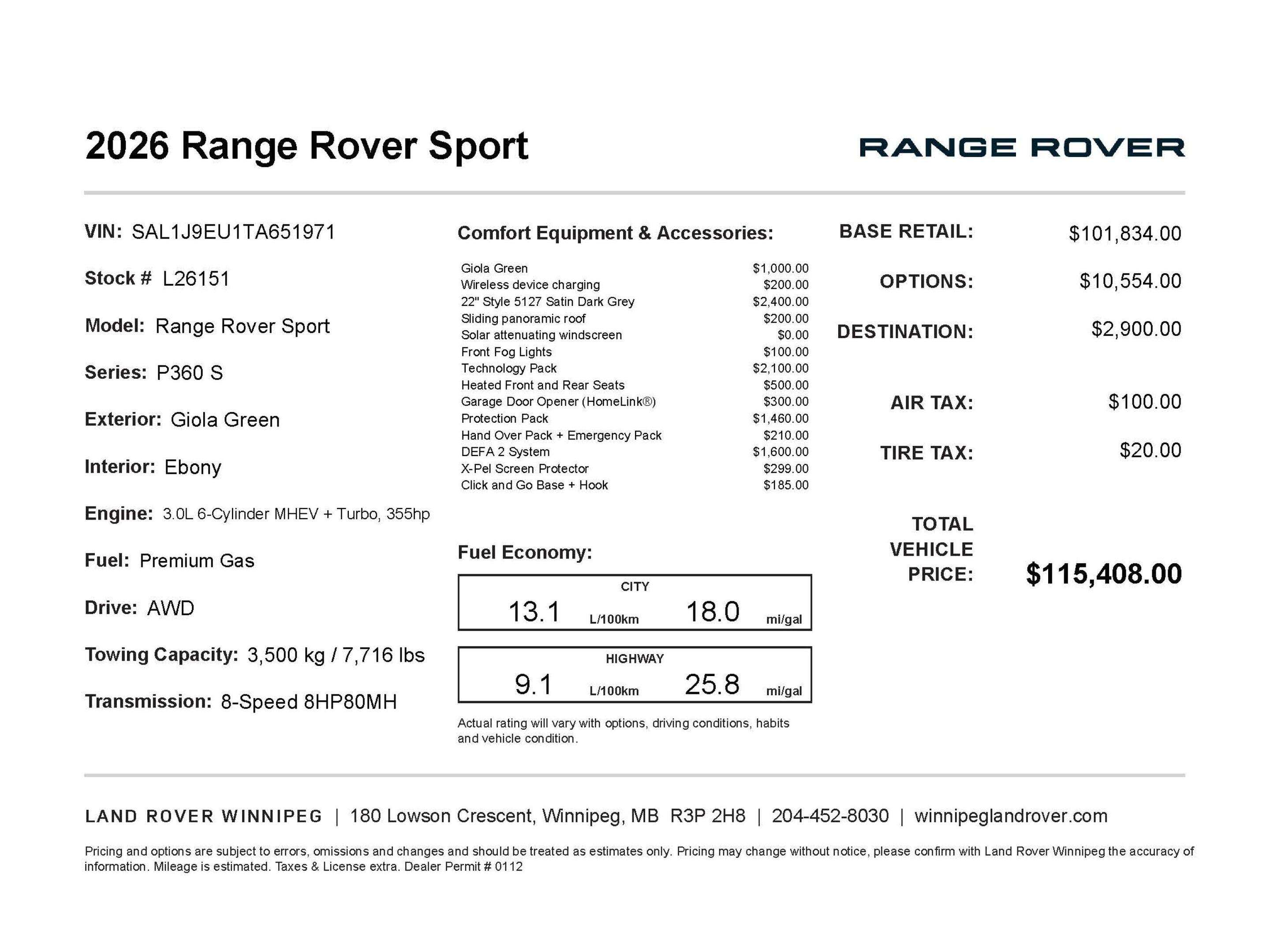 2026 Land Rover Range Rover Sport P360 S alt 2