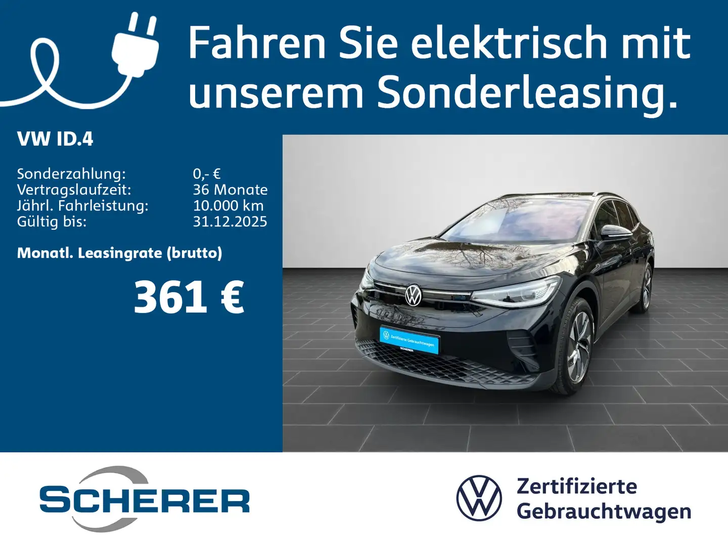 Volkswagen ID.4 Pure 52 kWh, NAVI, AHK, MATRIX, WÄRMEPUMPE, Noir - 1