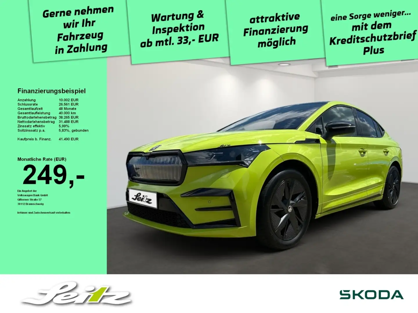 Skoda Enyaq Coupé RS Lounge *MATRIX*PANO*CANTON*KAMERA* Grün - 1