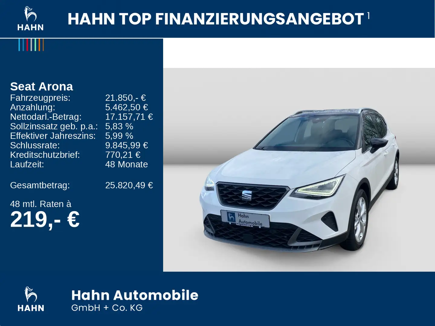 SEAT Arona 1.0TSI DSG FR LED ACC PDC Navi V-Cockpit Weiß - 2