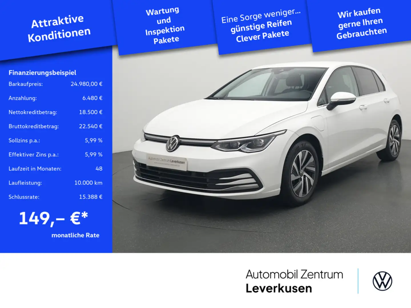 Volkswagen Golf VIII eHybrid Style DSG MATRIX AHK NAVI V Weiß - 1