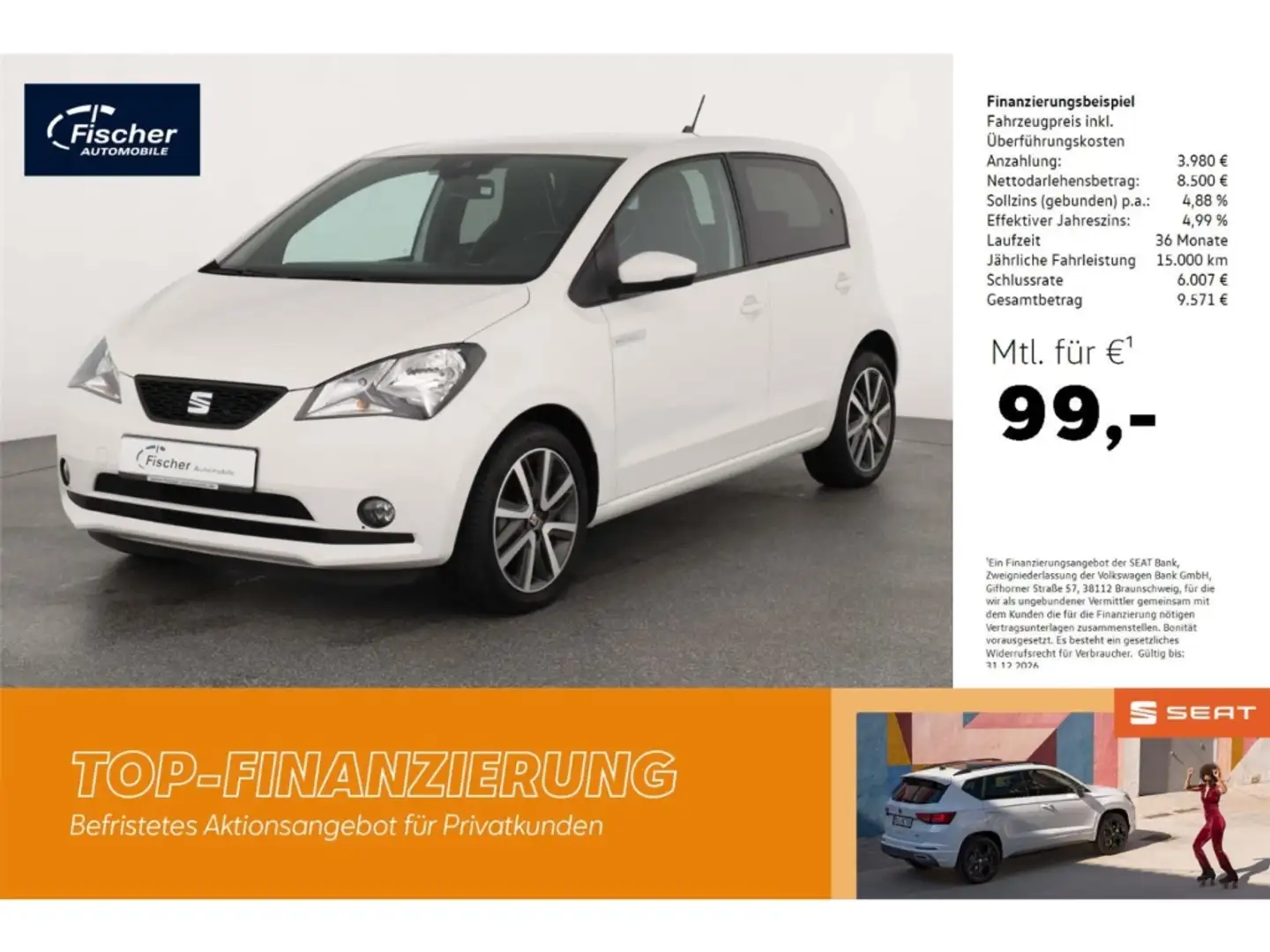 SEAT Mii Elektro Electric Plus 37 kWh NAV/PDC/SH/GRA Blanc - 1