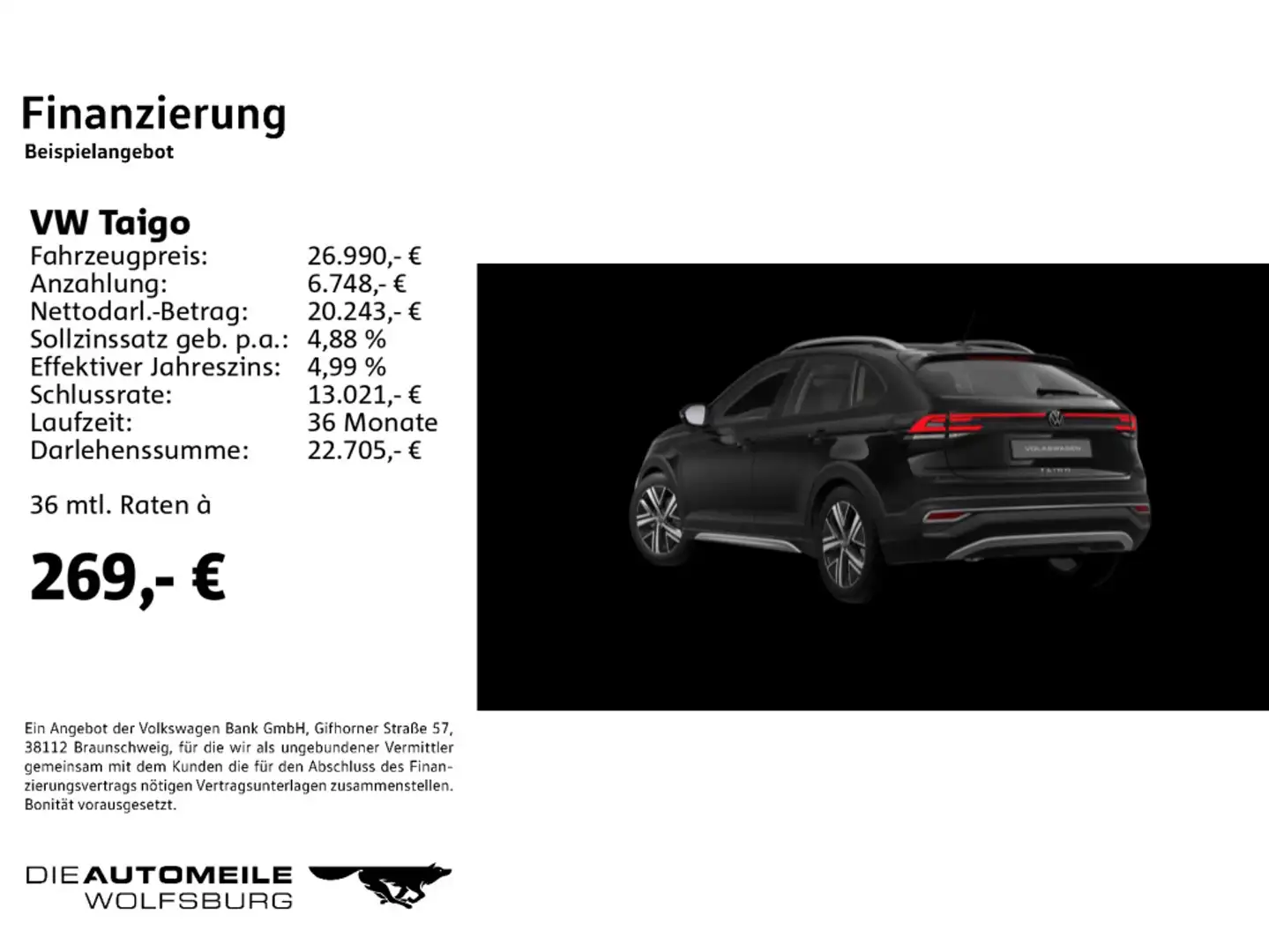 Volkswagen Taigo 1.0 TSI OPF DSG Style Schwarz - 2
