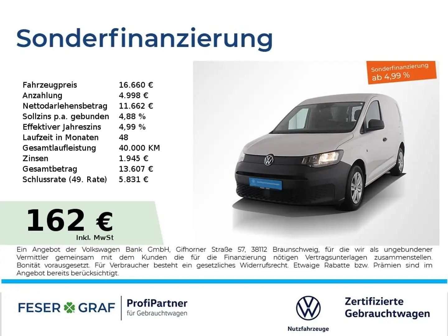 Volkswagen Caddy 2.0 TDI Cargo Klimaanlage PDC Blanc - 1