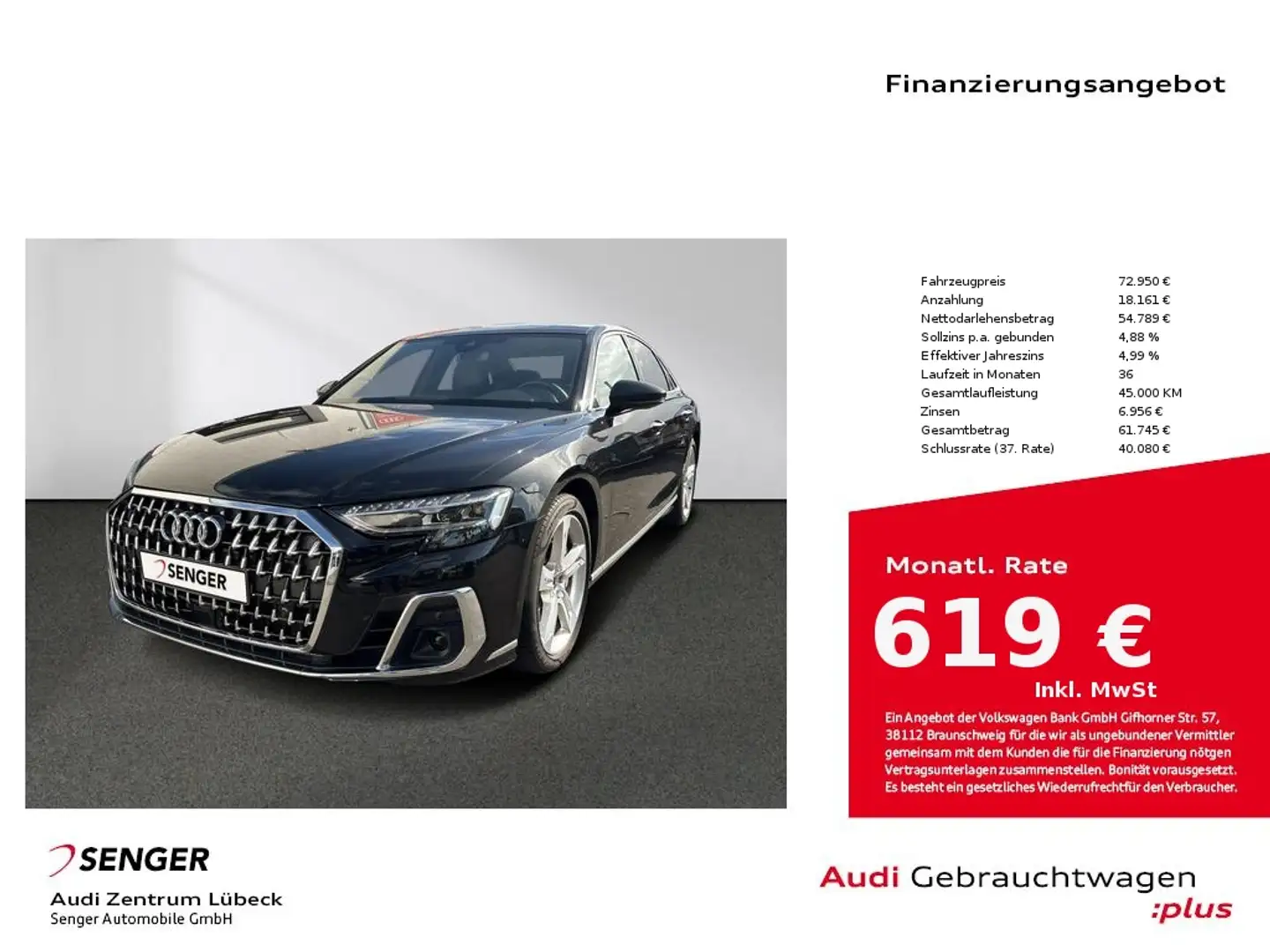 Audi A8 60 TFSI quattro Panorama HD Matrix B&O Navi Schwarz - 1