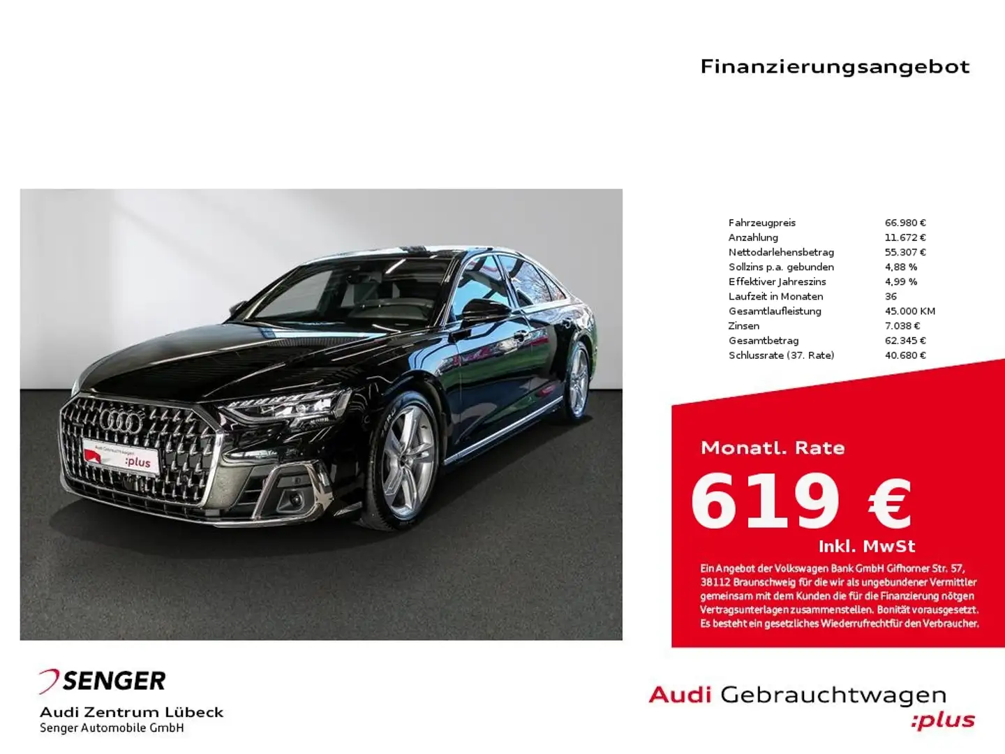 Audi A8 60 TFSI quattro Panorama HD Matrix B&O Navi Noir - 1
