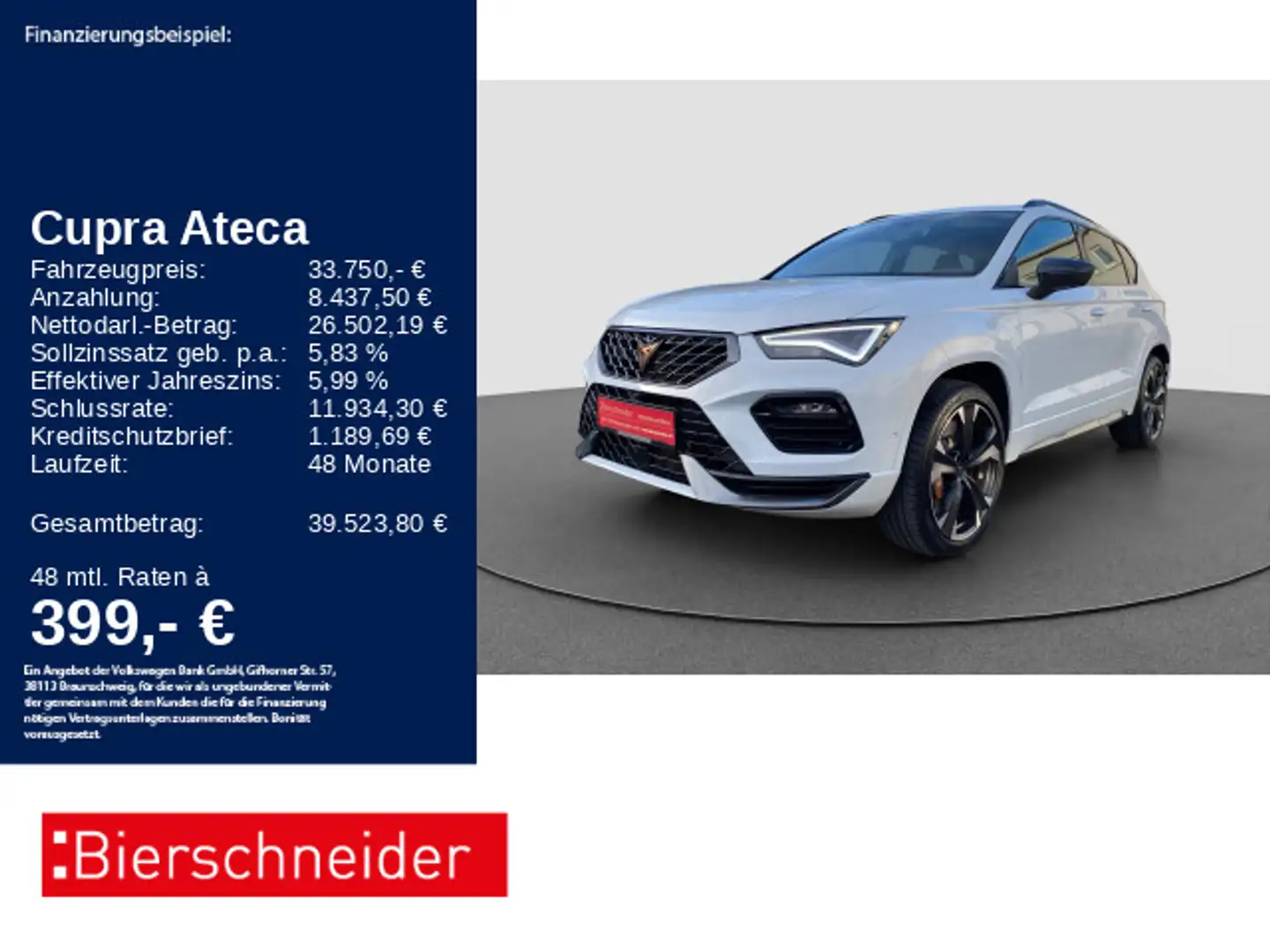 CUPRA Ateca 2.0 TSI DSG 4Drive AHK PANO BEATS BREMBO 3 Weiß - 1