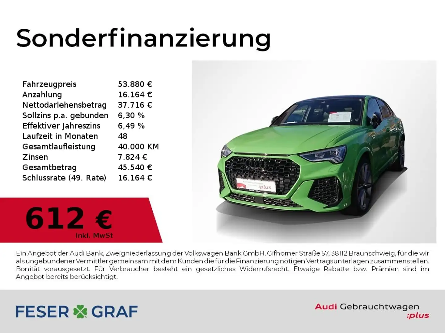 Audi RS Q3 Sportback Pano,RS-Sportabgas,SONOS,280km/h Grün - 1