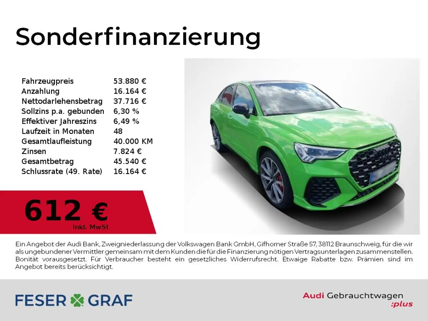 Audi RS Q3 Sportback Pano,RS-Sportabgas,SONOS,280km/h Grün - 1