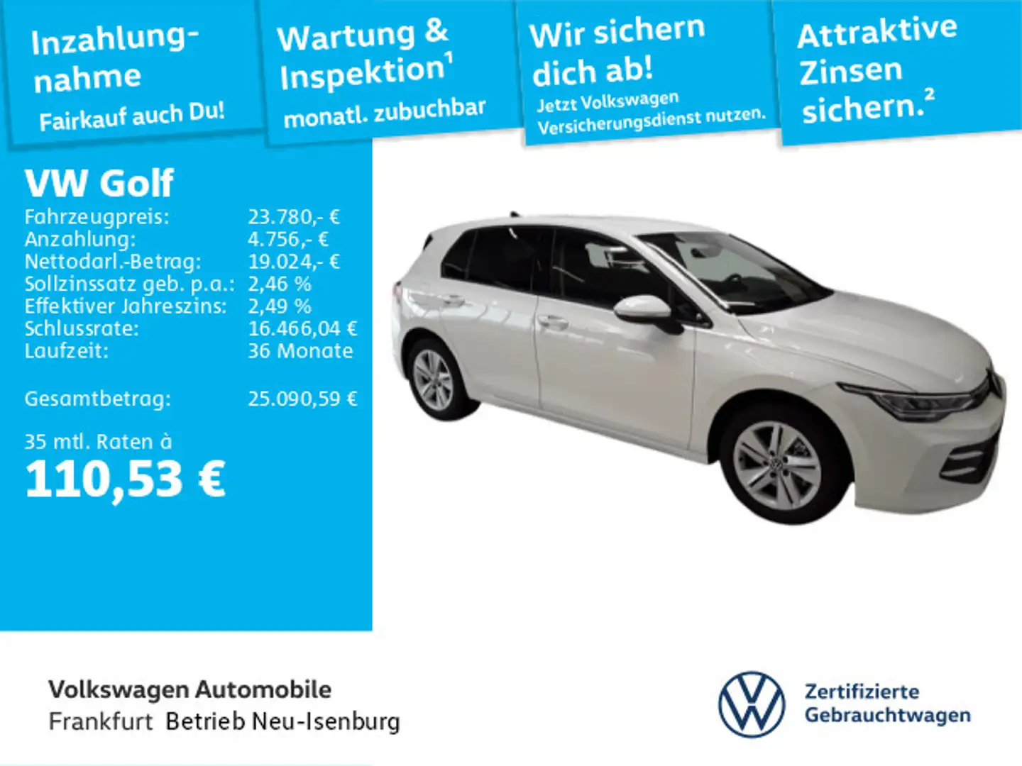 Volkswagen Golf VIII 1.5 TSI Life Spurhalteassistent LED He Weiß - 1