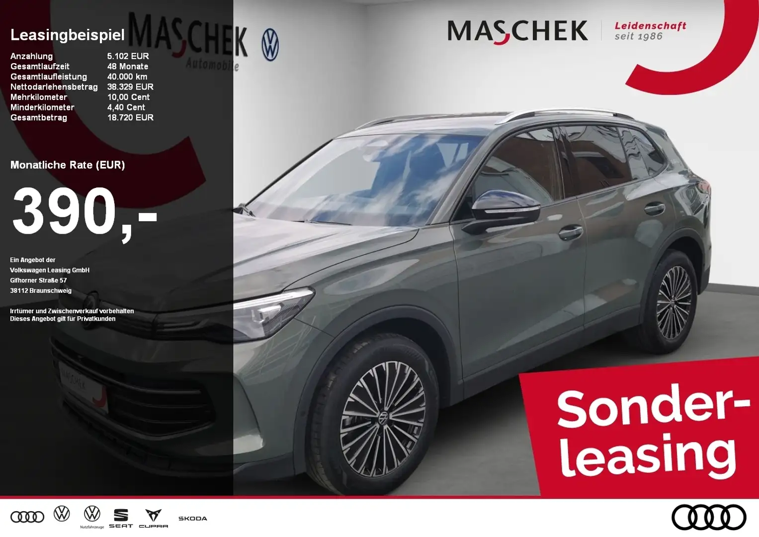 Volkswagen Tiguan GOAL 1.5 l eTSI OPF DSG AHK ParkAss. FLA Grün - 1