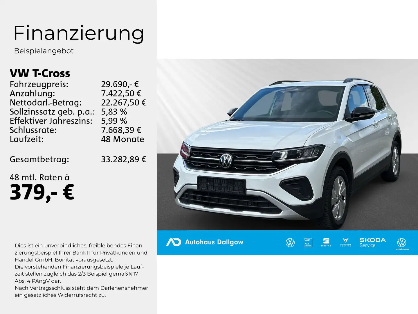 Volkswagen T-Cross Goal 1.5l TSi150PS*DSG+PDC+RFK+Nav+WiRä. Weiß - 2