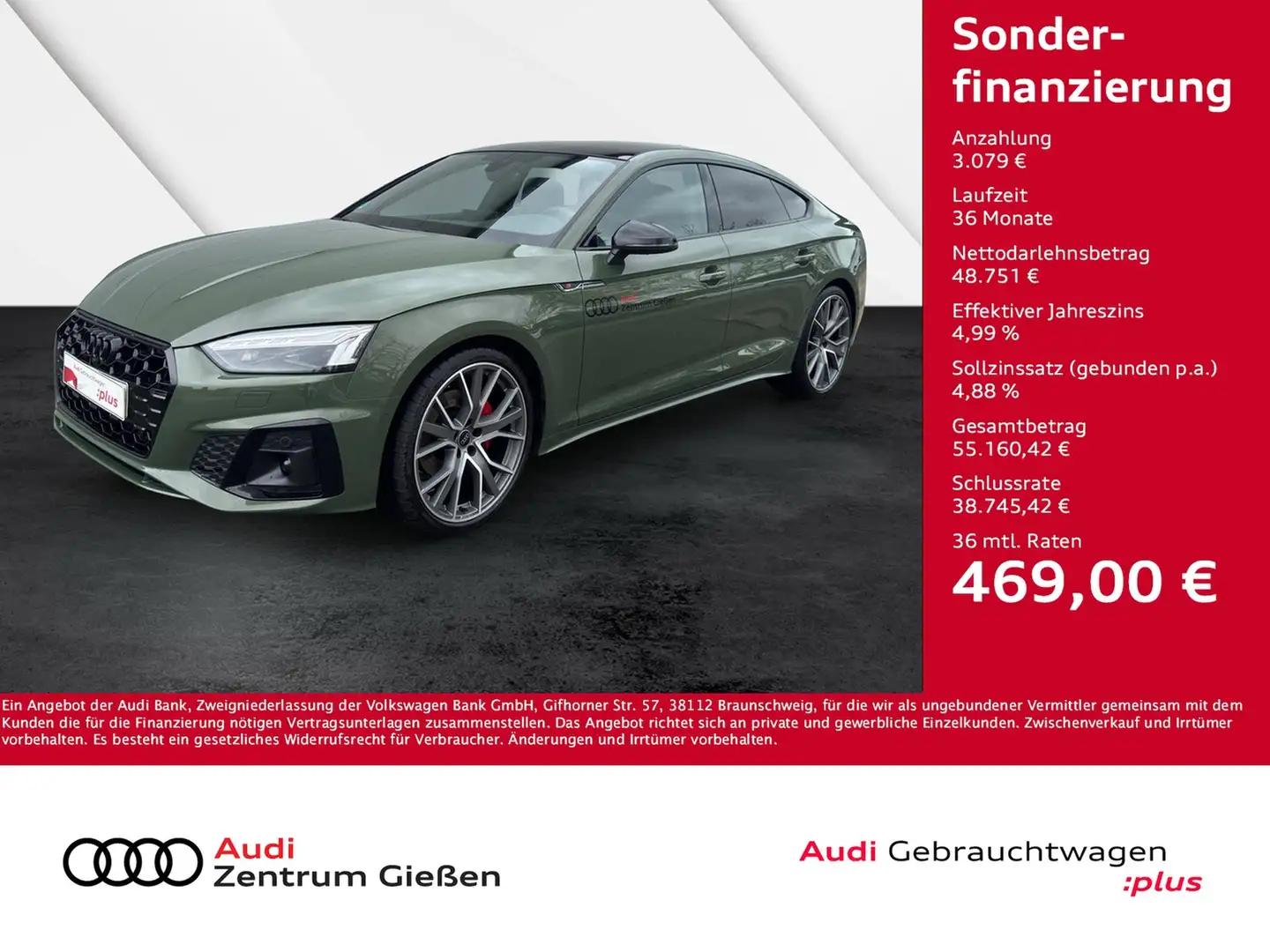 Audi A5 Sportback 40 TDI quattro S line business B&O Pa... Grün - 1