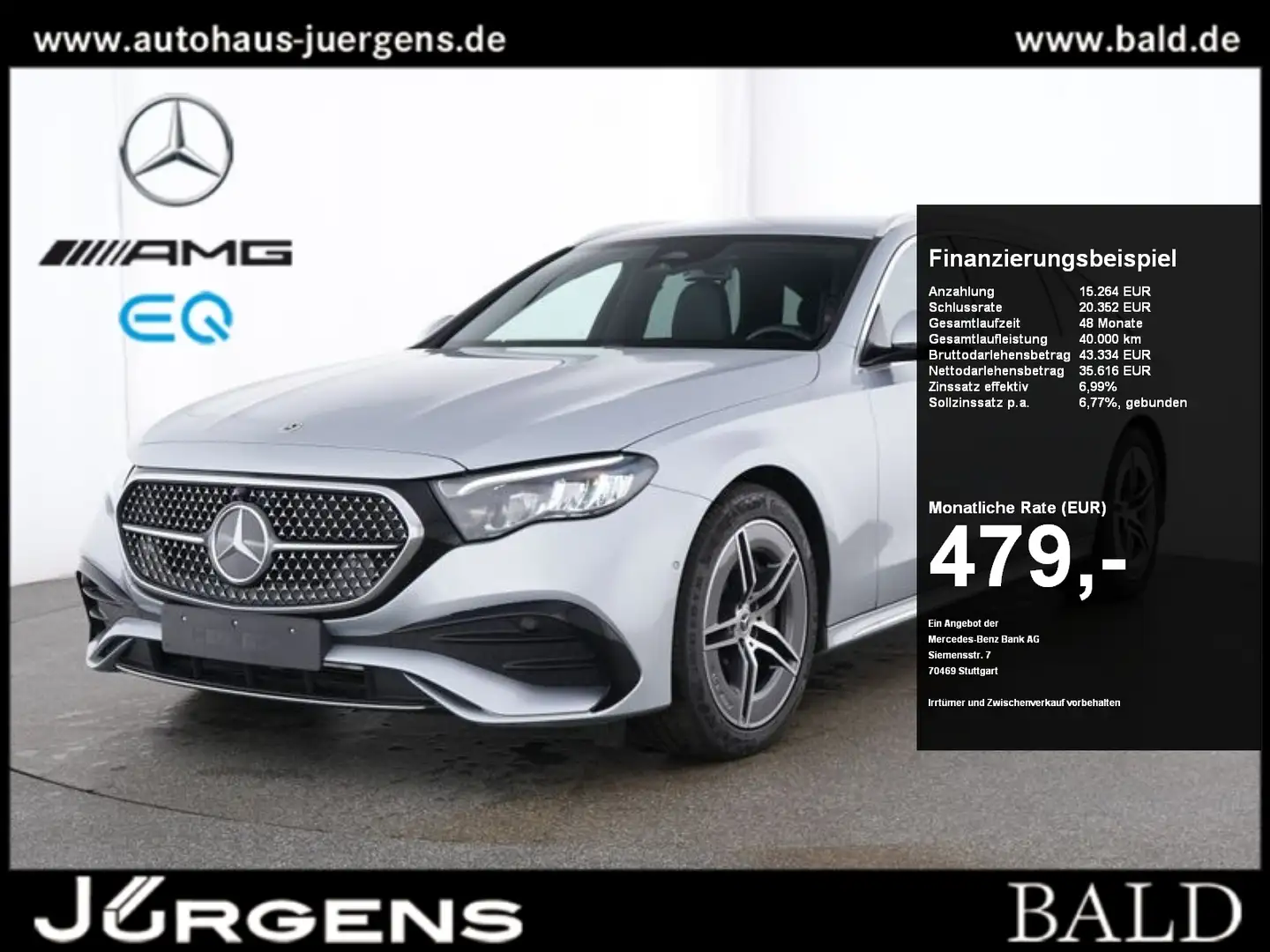 Mercedes-Benz E 300 de T AMG-Sport/AHK/LED/Shz/Dist/Cam/19" Silber - 1