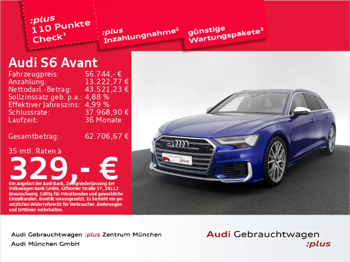 Audi S6 TDI qu. StdHzg/AHK/B&O/HuD Blau - 1