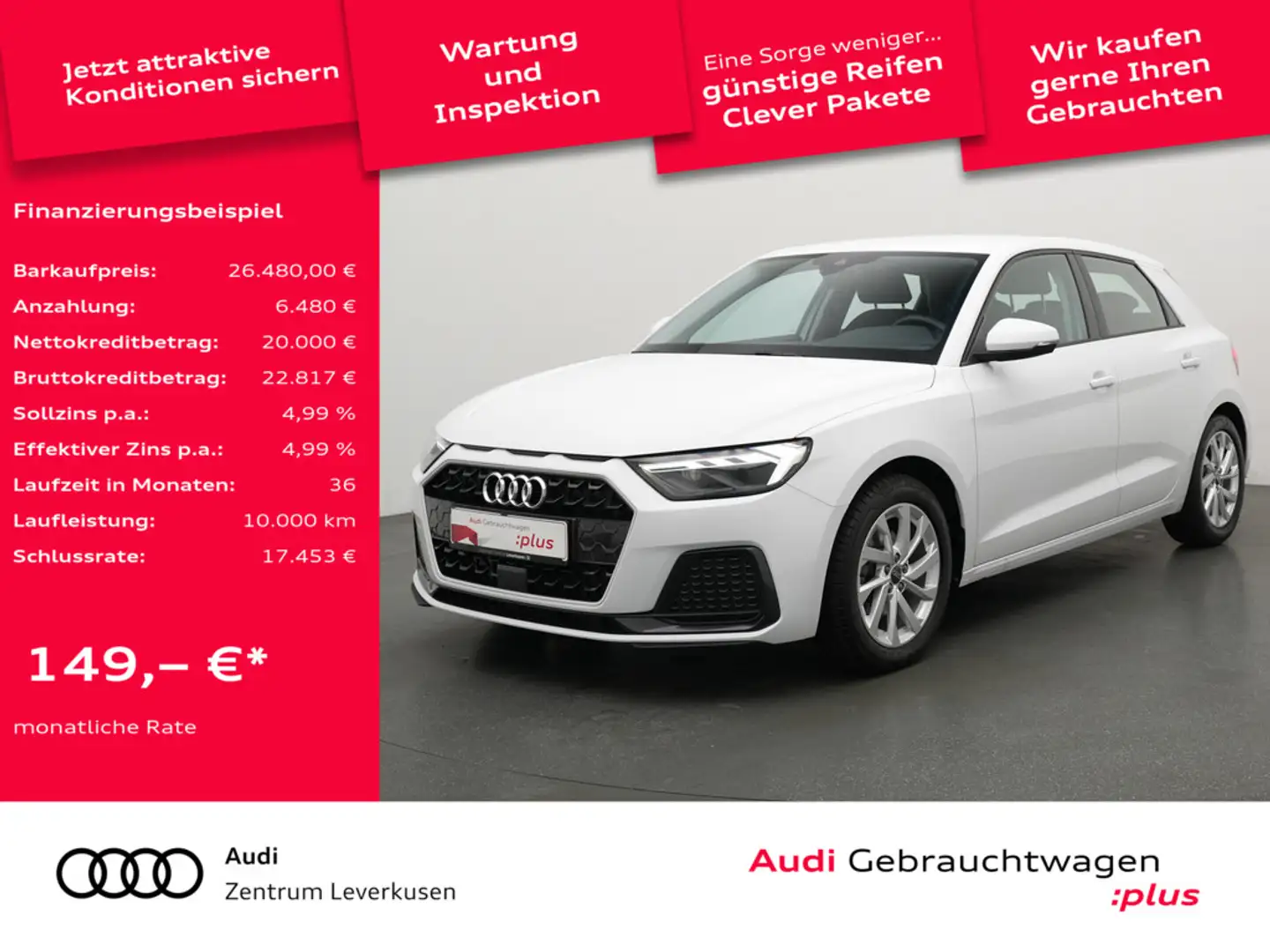 Audi A1 Sportback advanced S-TRON VIRT AHK APP POR Weiß - 1