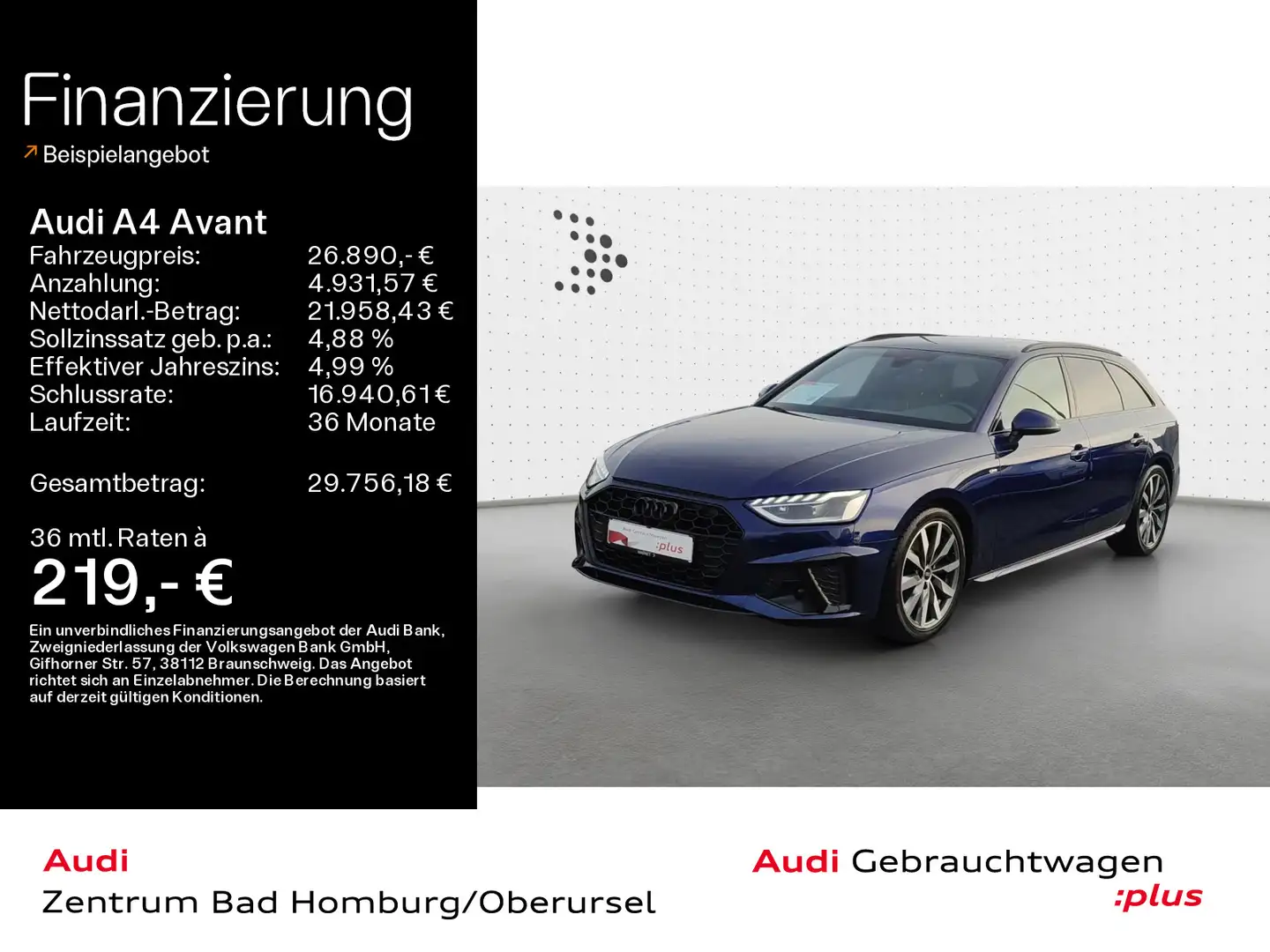 Audi A4 35 TDI S line*Navi*LED*Alu*PDC*Audi Con Blau - 1
