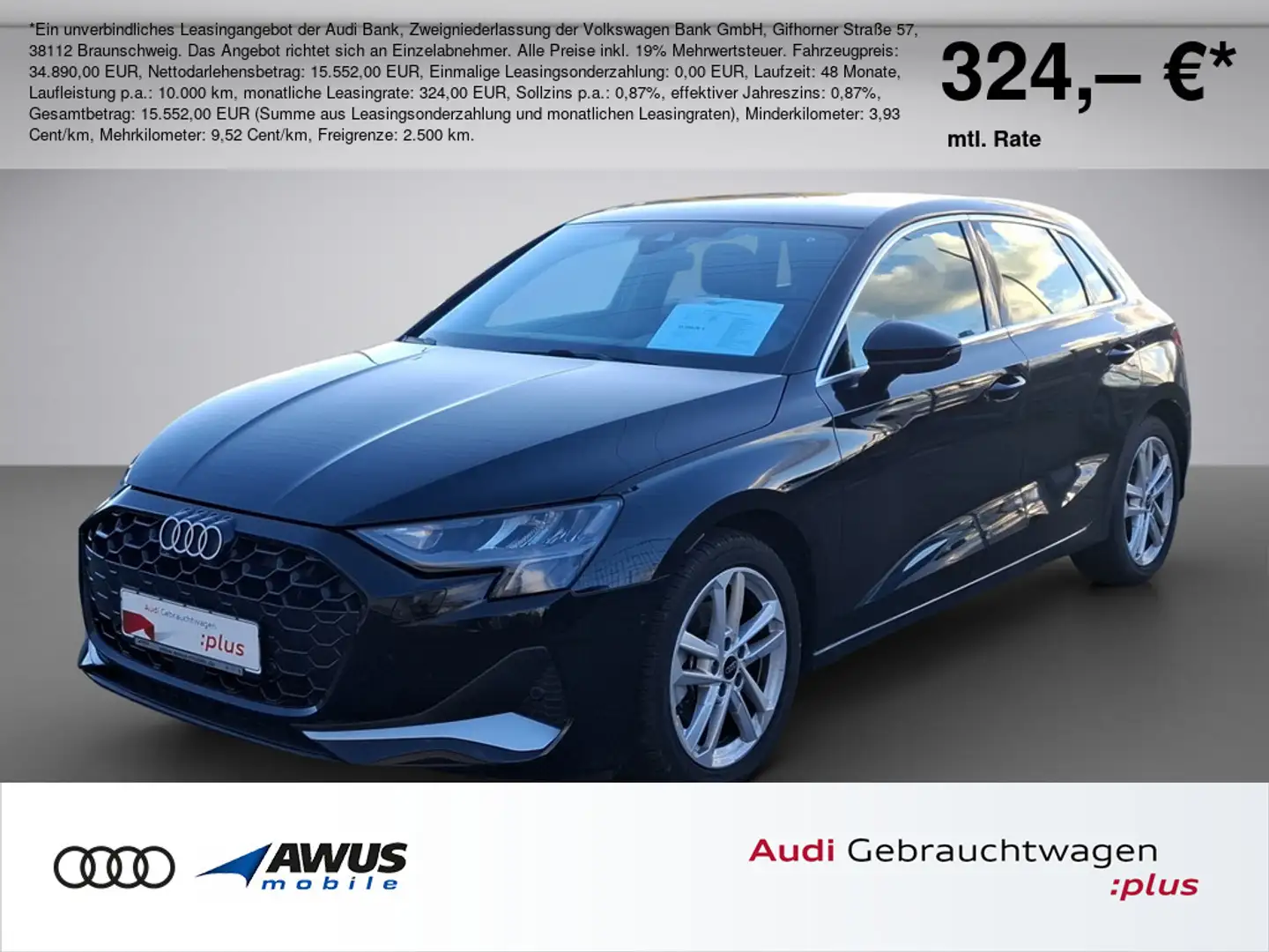 Audi A3 Sportback 35 TDI advanced S tronic Rückfahrkamera, Klima Schwarz - 1