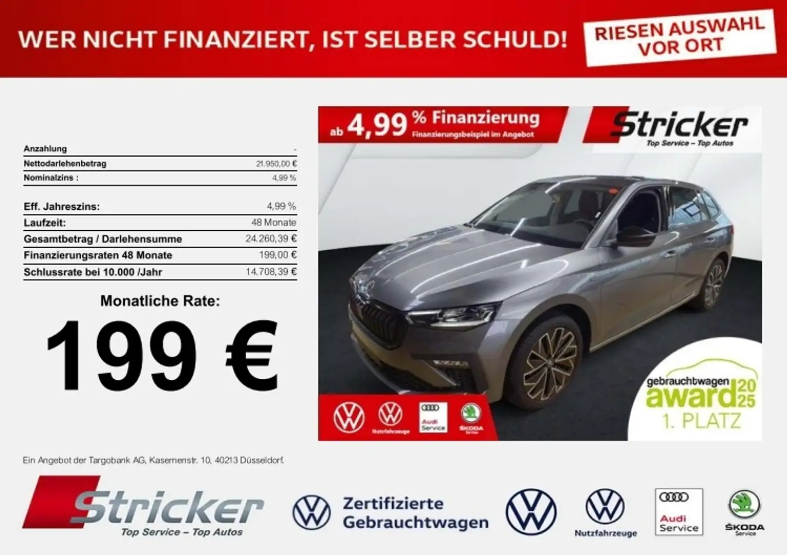 Skoda Scala Tour 1.0 TSI DSG 199,-ohne Anzahlung Matrix Kamer Grau - 1