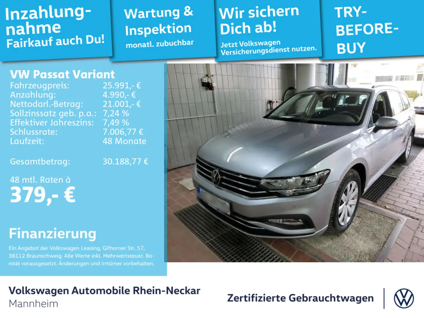 Volkswagen Passat Variant 2.0 TDI Business Navi Kamera LED Silber - 1