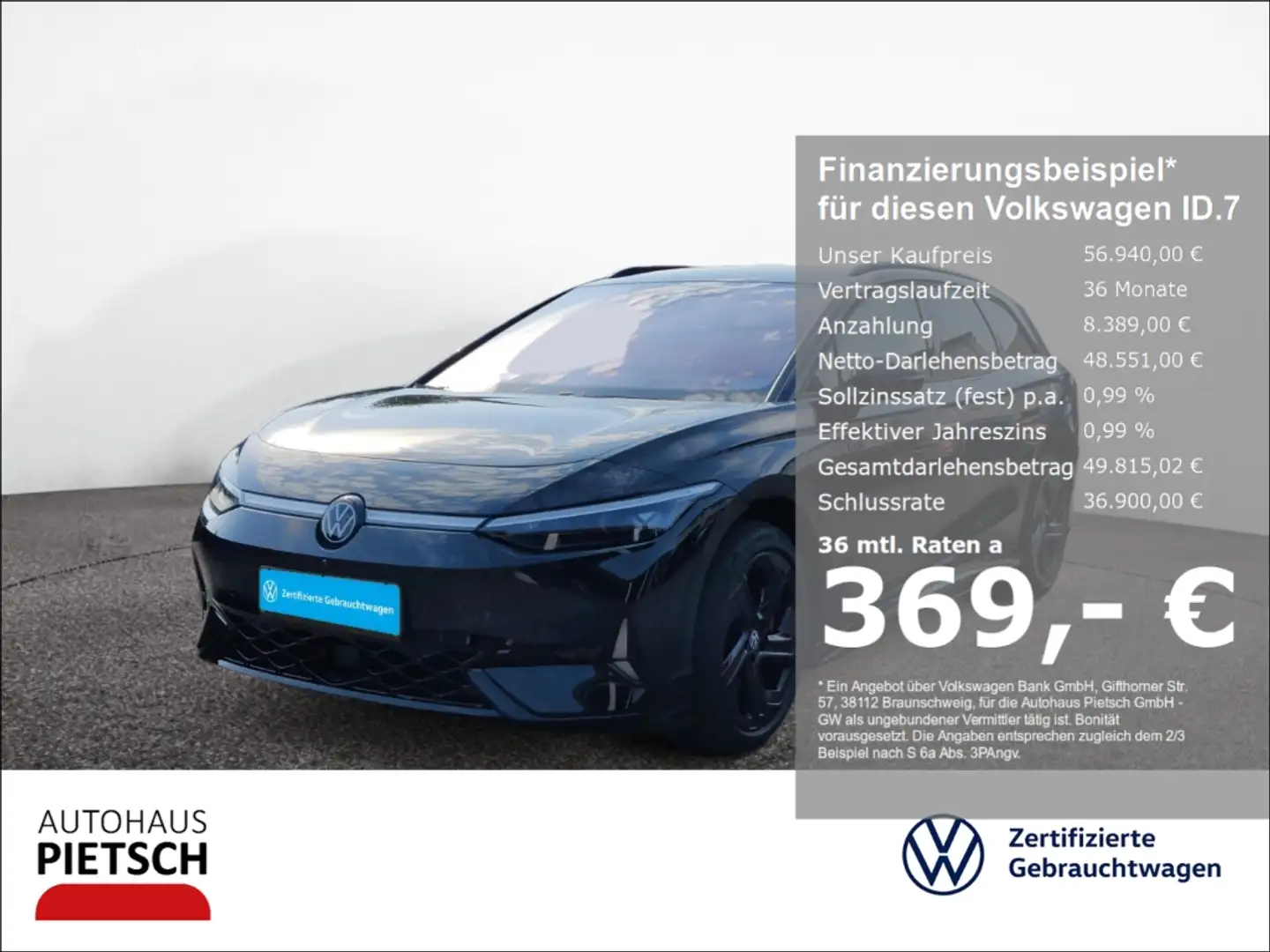 Volkswagen ID.7 Tourer GTX 4Motion IQ.Light Navi ACC HUD AHK-klapp Schwarz - 1
