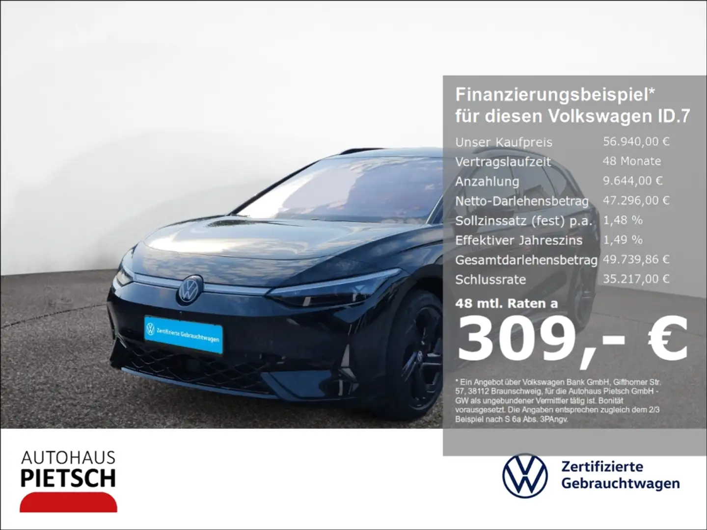 Volkswagen ID.7 Tourer GTX 4Motion Matrix Navi AHK ACC Schwarz - 1