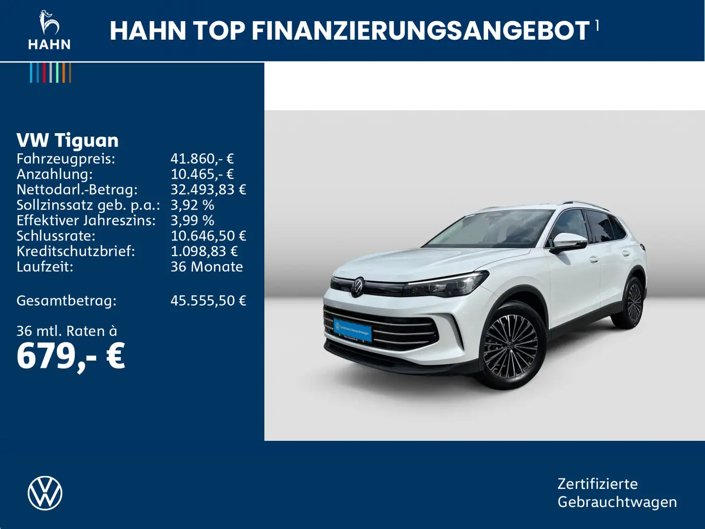 Volkswagen Tiguan 2.0TDI DSG Elegance AHK Navi LED Pano CAM Weiß - 2