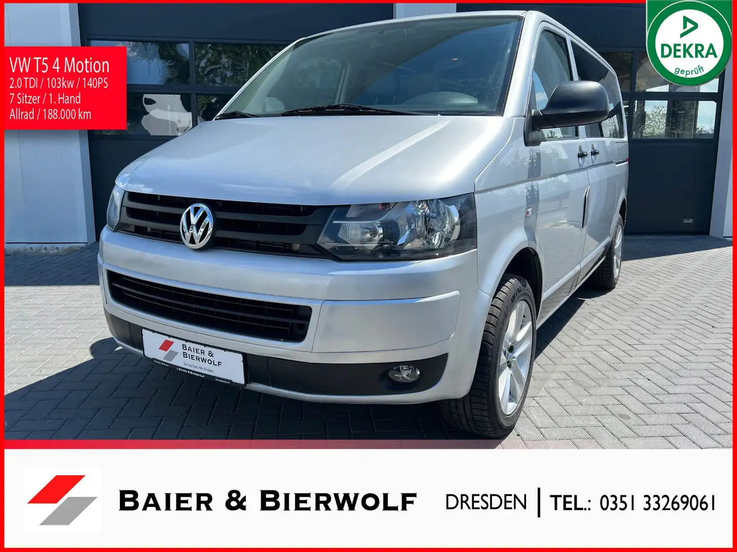 Volkswagen T5 Transporter 4Motion Allrad 103kw 140PS Klima Argent - 1