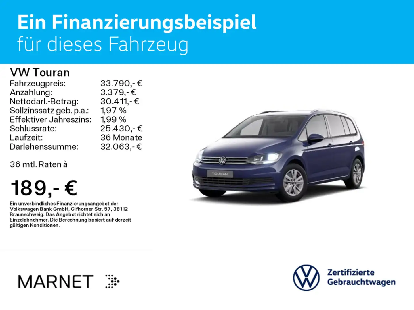 Volkswagen Touran 1.5 TSI DSG Comfortline *Navi*AHK*7-Sitze Blau - 2