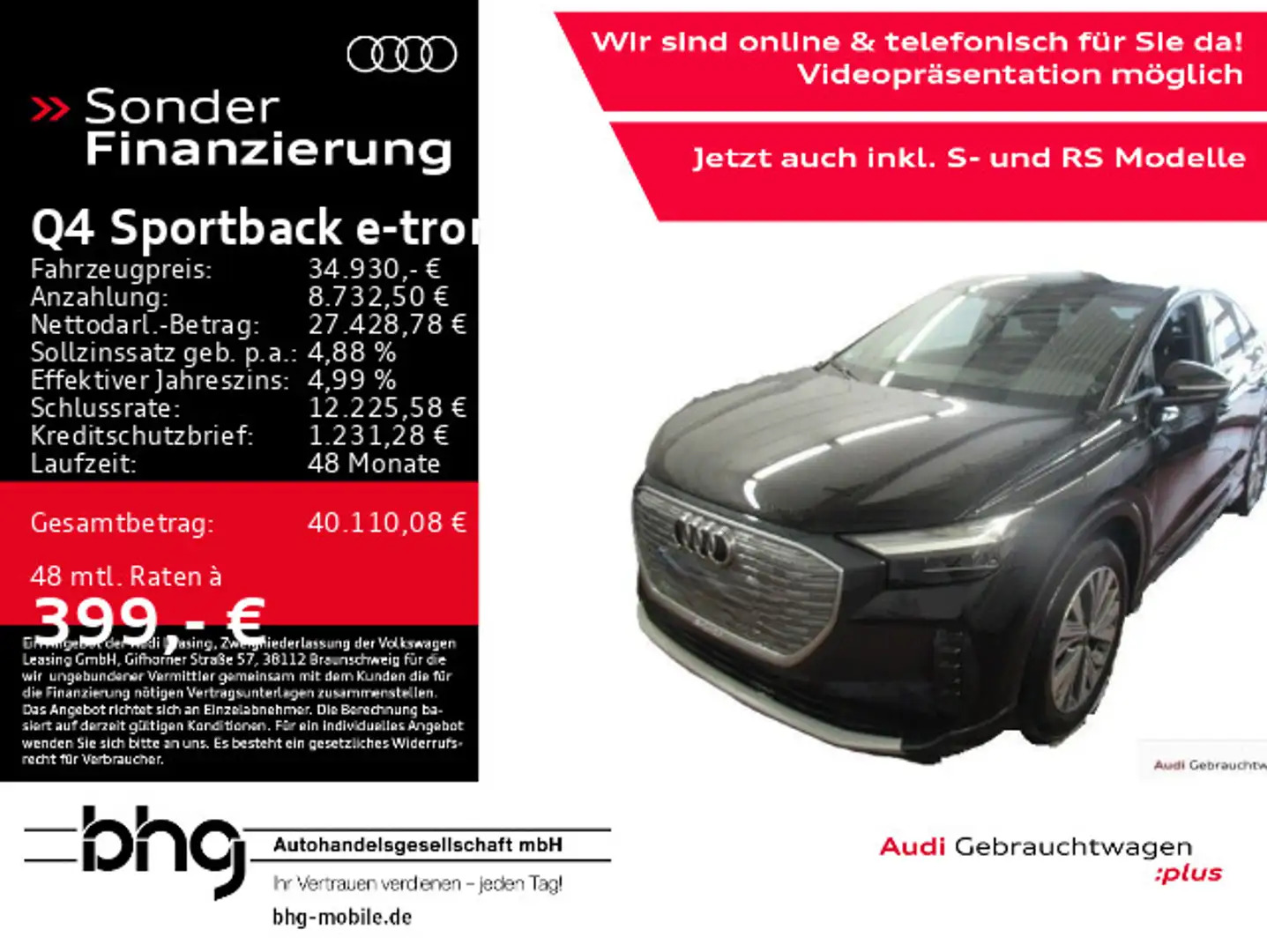 Audi Q4 e-tron Q4 Sportback 50 e-tron quattro AssistPlus Kamera Schwarz - 1