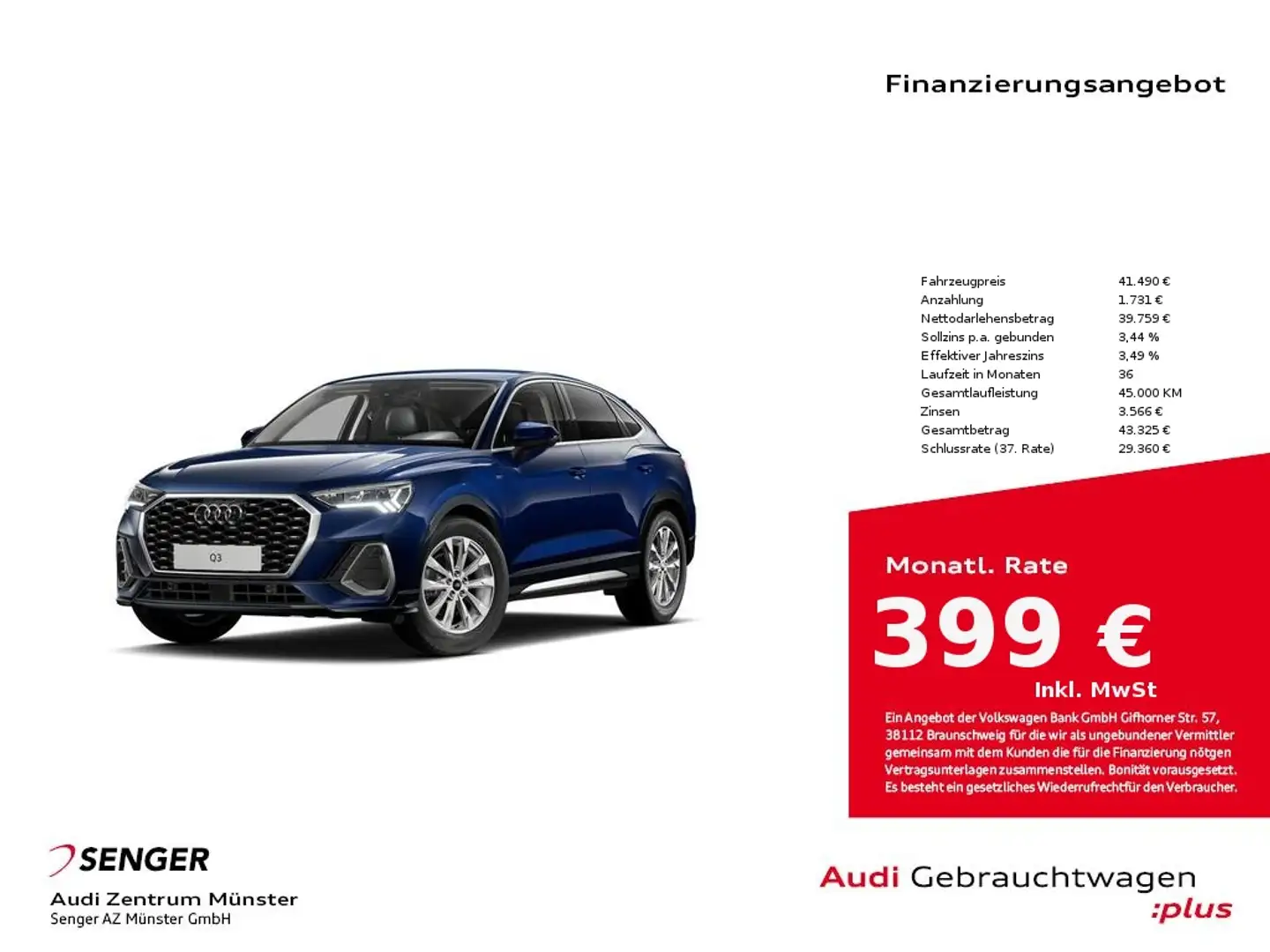Audi Q3 Sportback 35 TFSI S line LED Kamera SONOS AHK Blau - 1