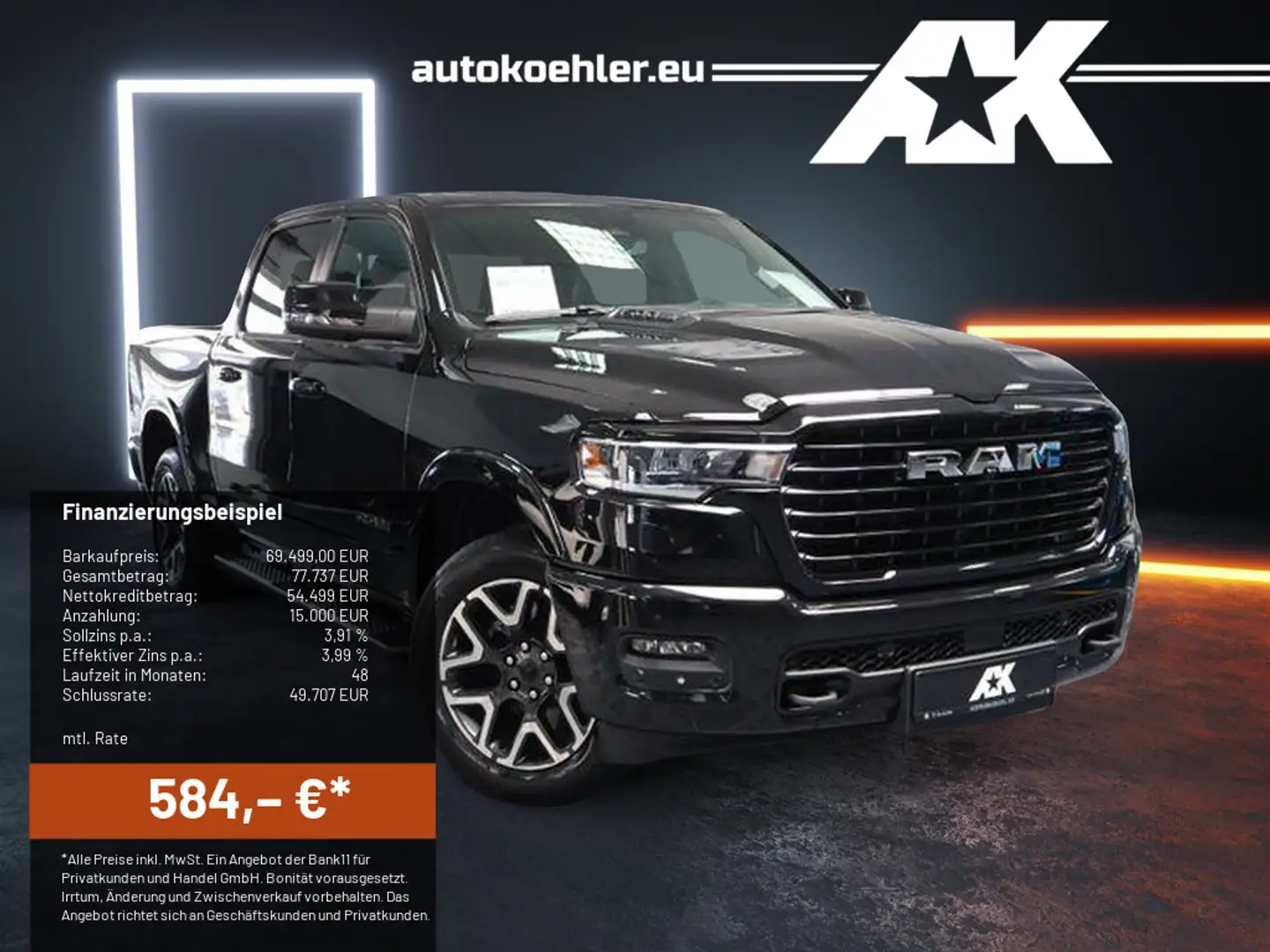 Dodge RAM Laramie Gen 6,Biturbo,Pano.12 Zoll,MY2025! crna - 1