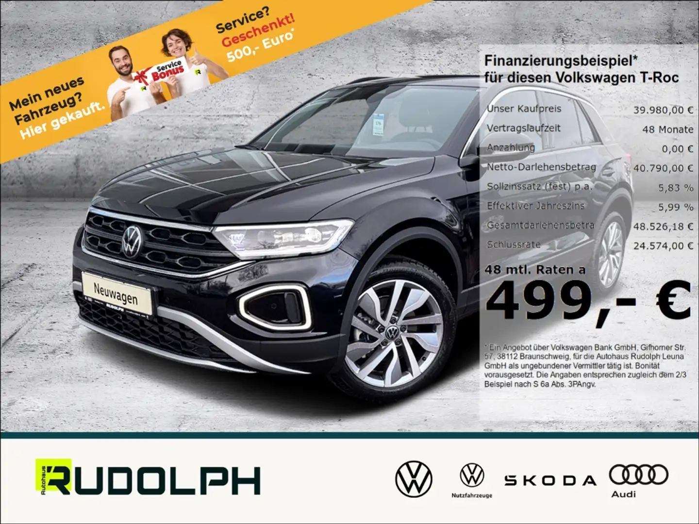 Volkswagen T-Roc GOAL 2.0 TDI 7-Gang- DSG LED BT Navi AHK PDC SHZ A Negro - 1