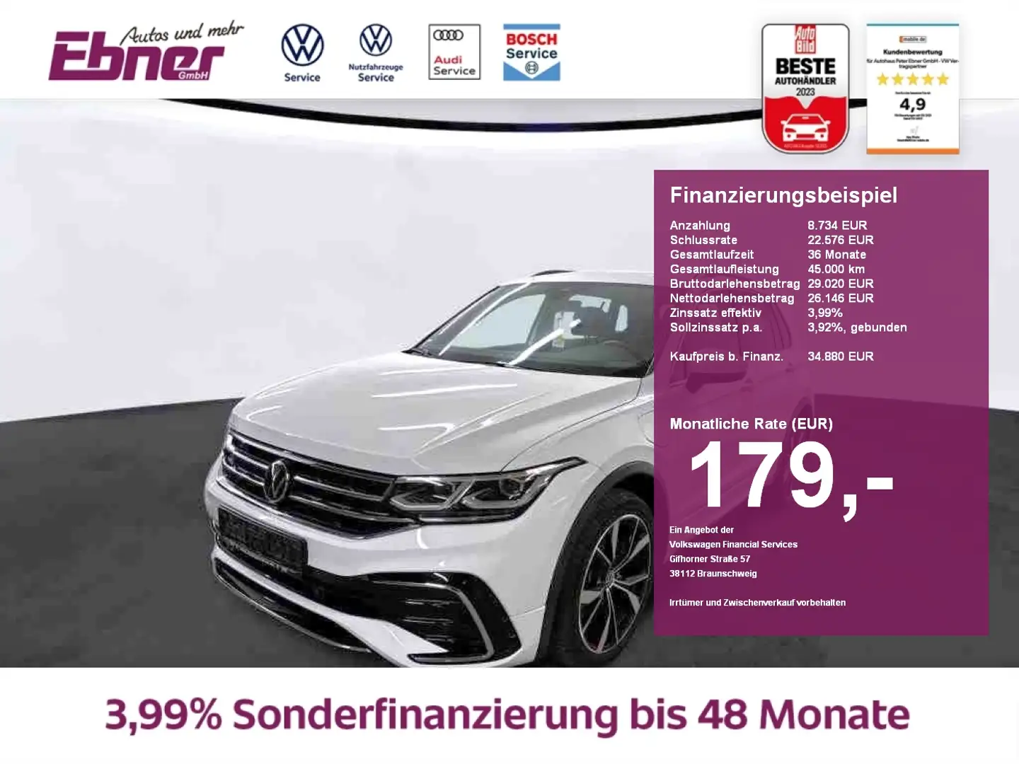 Volkswagen Tiguan R-LINE 245PS PHEV DSG AHK+KEYLESS+NAVI+APP+ACC+20 Weiß - 1