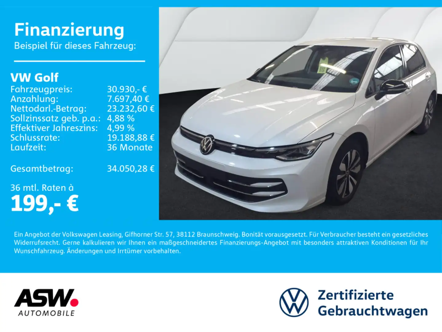 Volkswagen Golf Goal 2.0 TDI DSG LED Navi Klima RFK SHZ AHK Weiß - 1