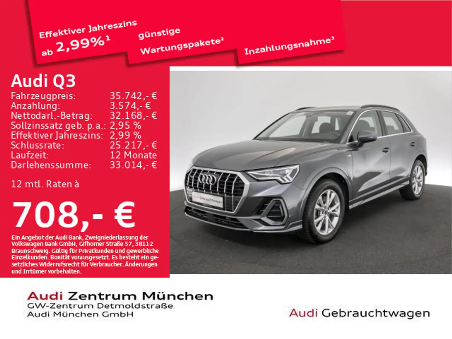 Audi Q3 45 TFSI qu. S tronic S line AHK/Virtual+/Kame Grijs - 1