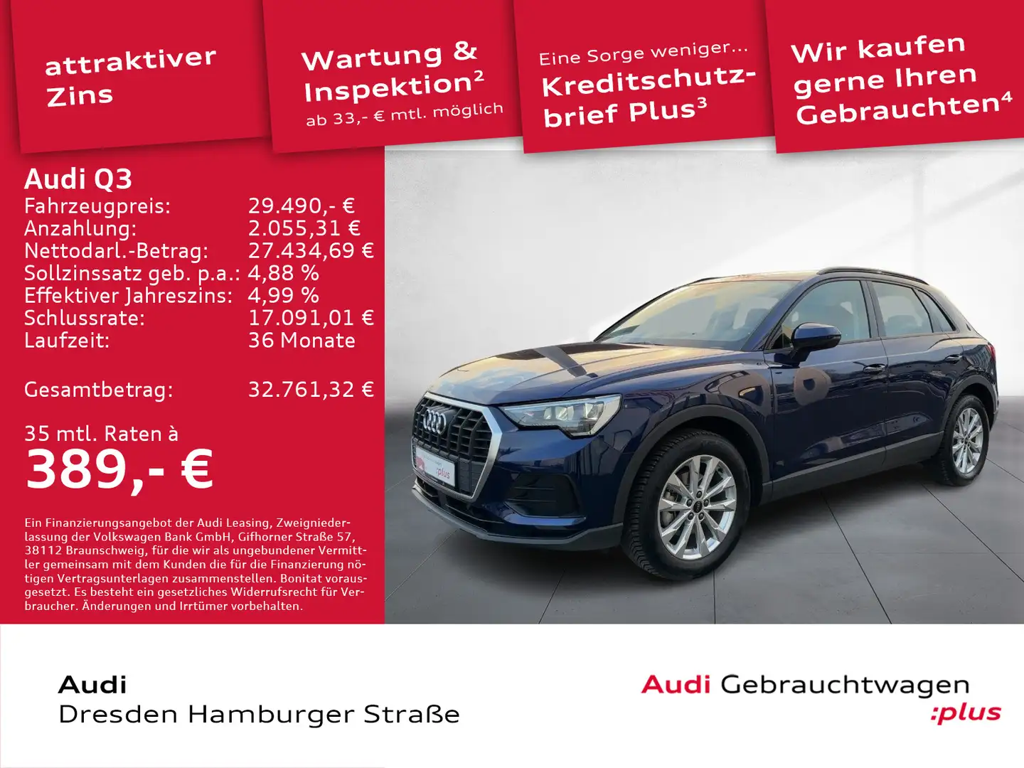 Audi Q3 35 TFSI LED PDC DAB Klimaautomatik Blau - 1