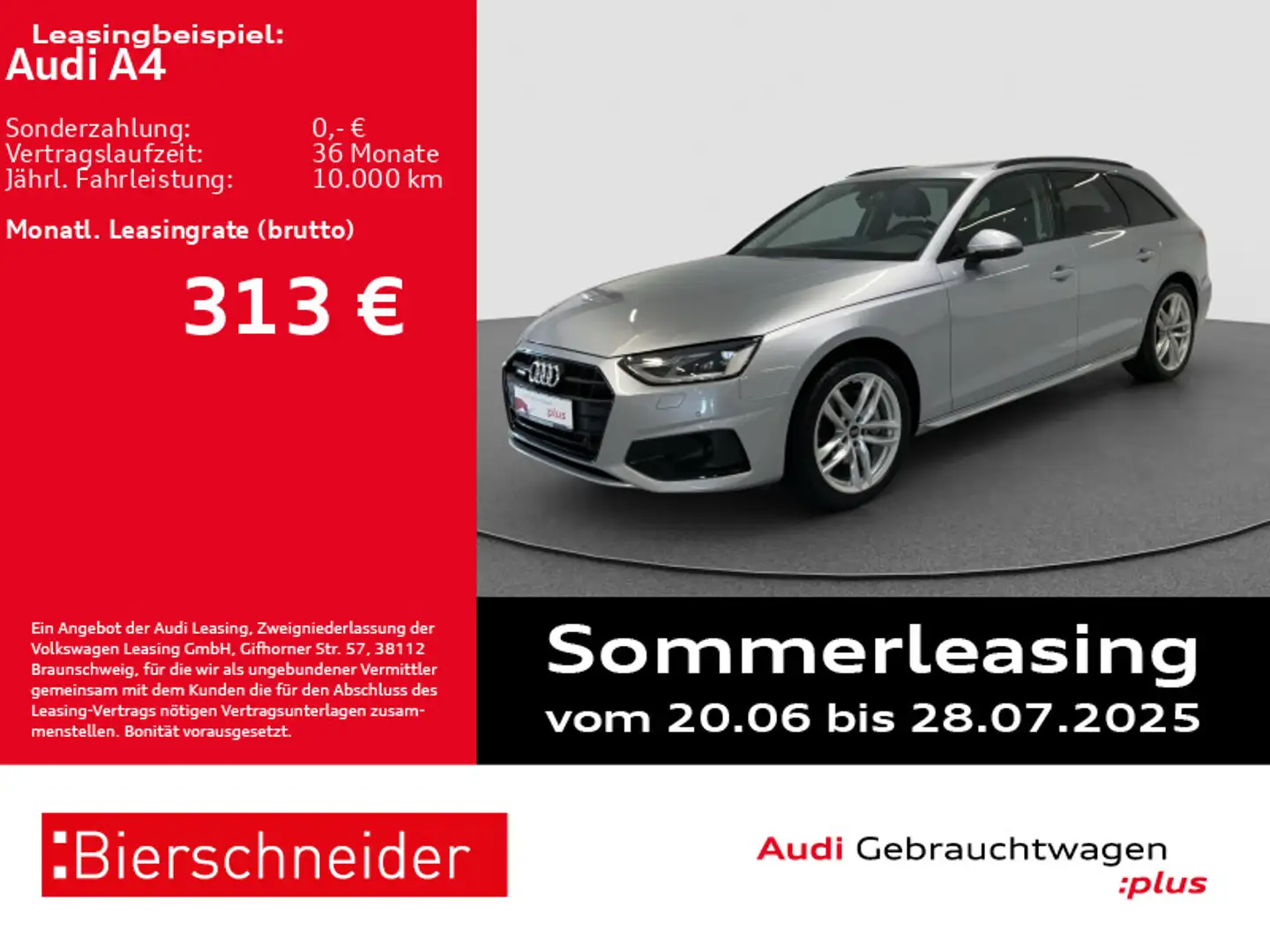 Audi A4 Av 40 TFSI qu advanced Black AHK PANO LEDER ACC CA Silber - 2