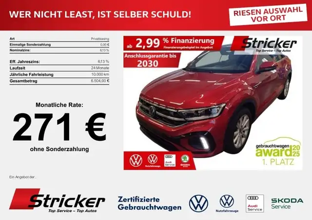 Volkswagen T-Roc Cabriolet R Line 1.5TSI DSG 271, ohne Anzahlung A
