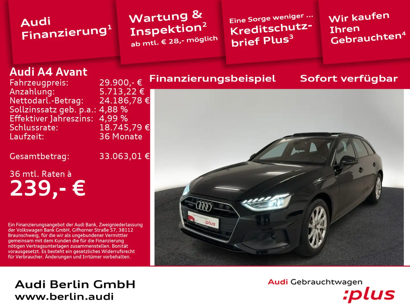 Audi A4 45 TFSI qu. S tr. AHK PDC RFK NAVI PANO Schwarz - 1