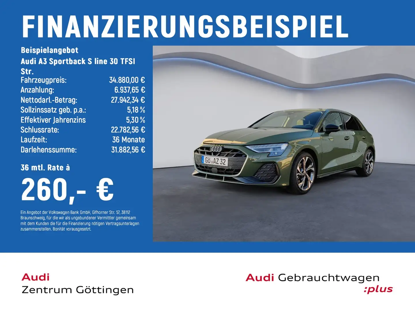 Audi A3 Sportback S line 30 TFSI Str. LED+OPTIK SWpl. Grün - 2