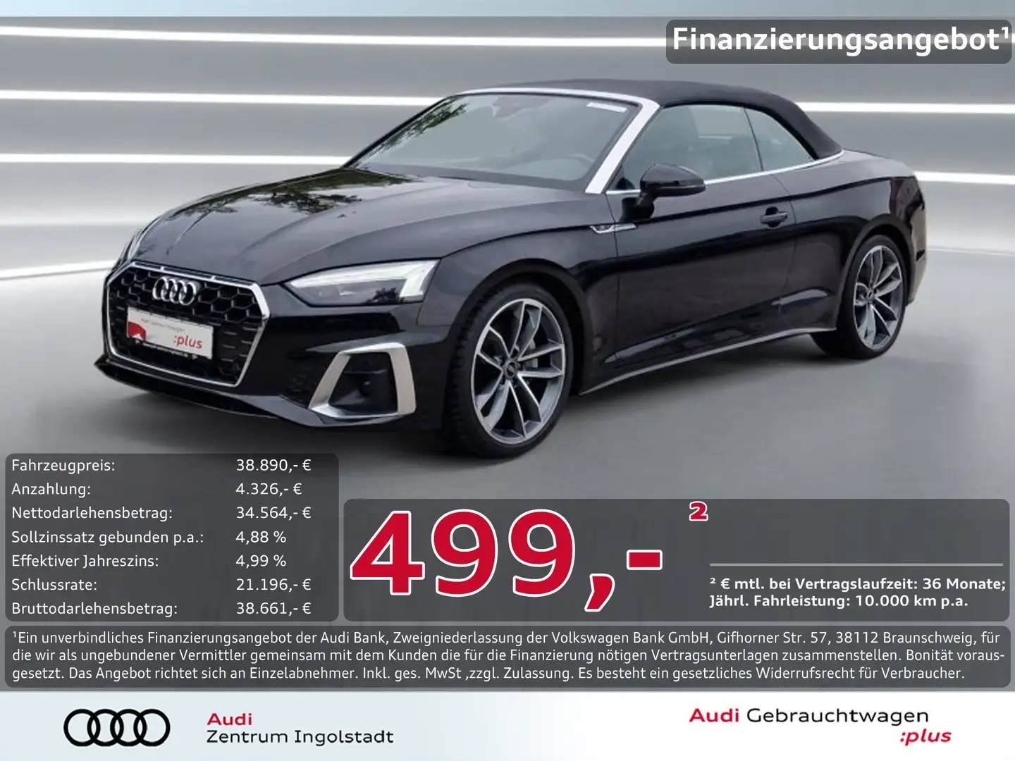 Audi A5 Cabriolet 40 TDI qu 2x S line MATRIX AHK 19" Schwarz - 1