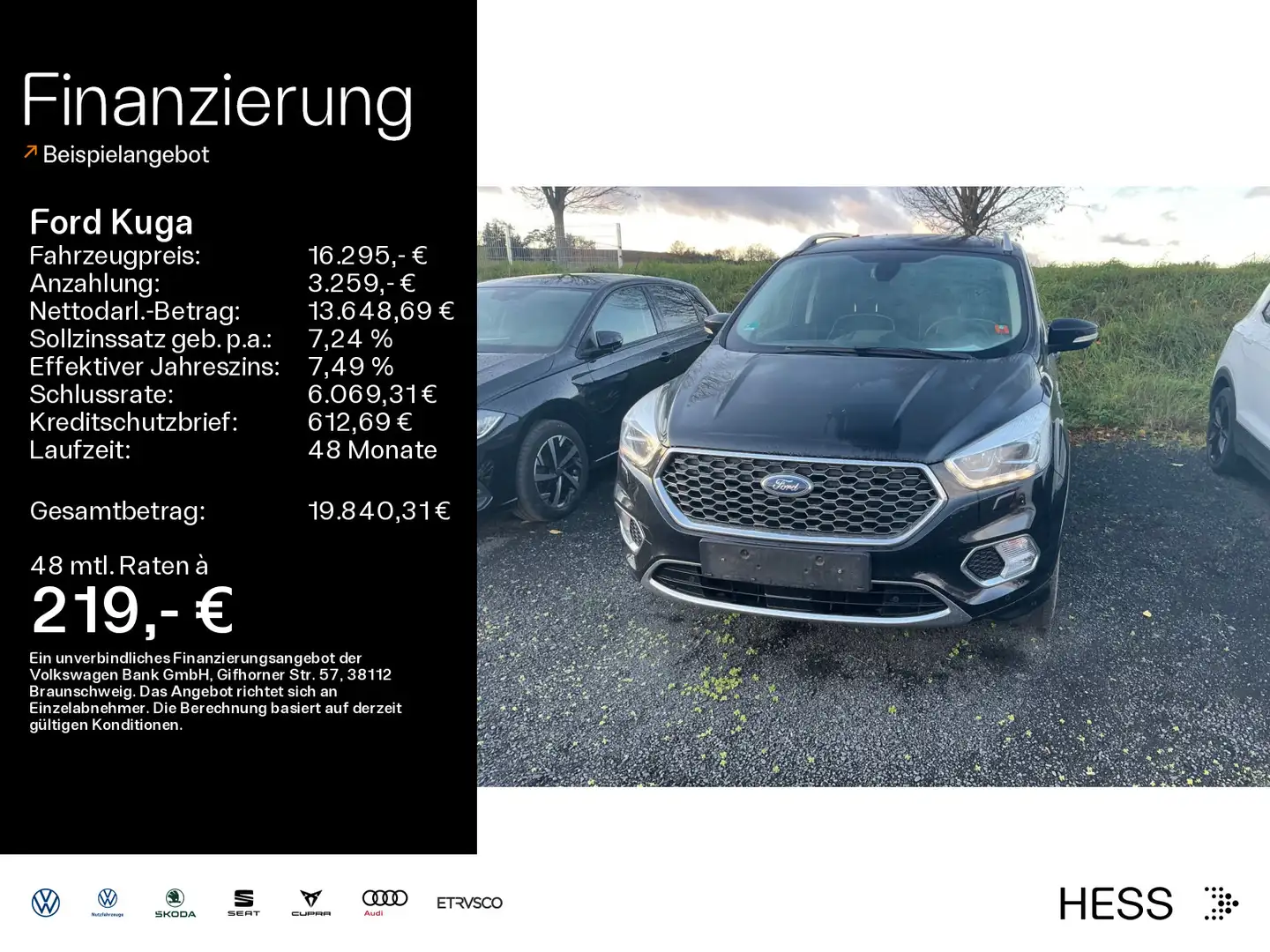 Ford Kuga 1.5 EcoBoost Vignale 4x4*AHK*Kamera*Navi Schwarz - 1