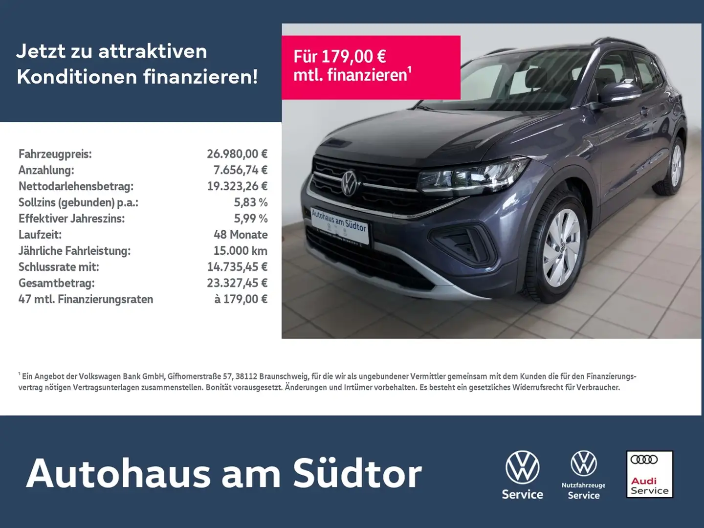Volkswagen T-Cross Life 1.0 TSI DSG | LED RFK ACC Navi DAB+ Grau - 1