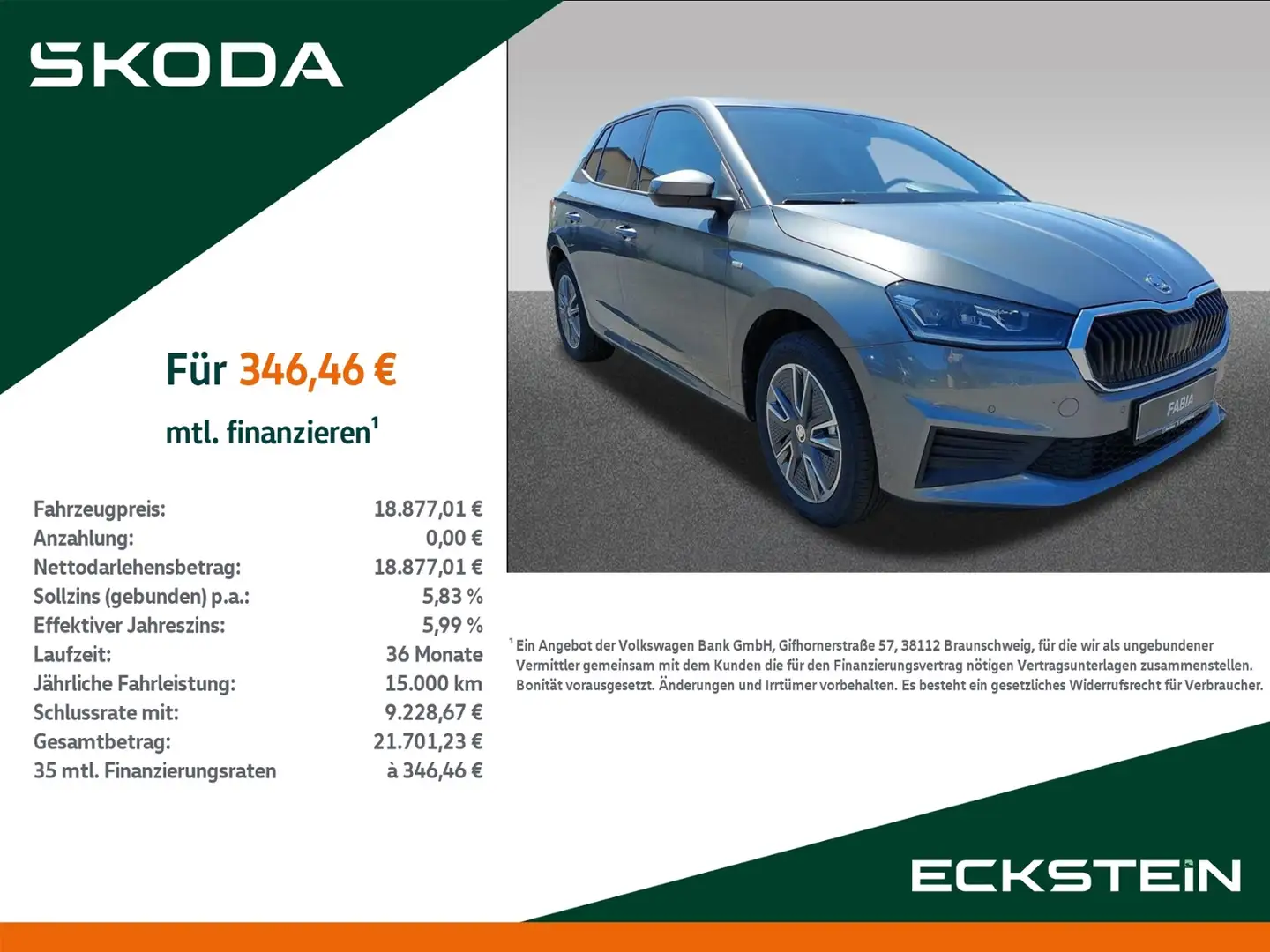 Skoda Fabia 1.0 TSI Tour+WInter+PDC vorne Grau - 1