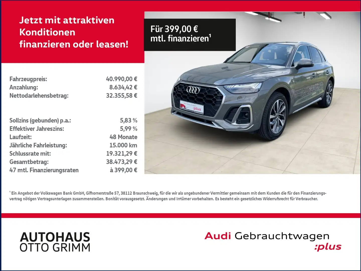 Audi Q5 40 TDI quattro S line KLIMA NAVI LEDER ALU Grau - 1